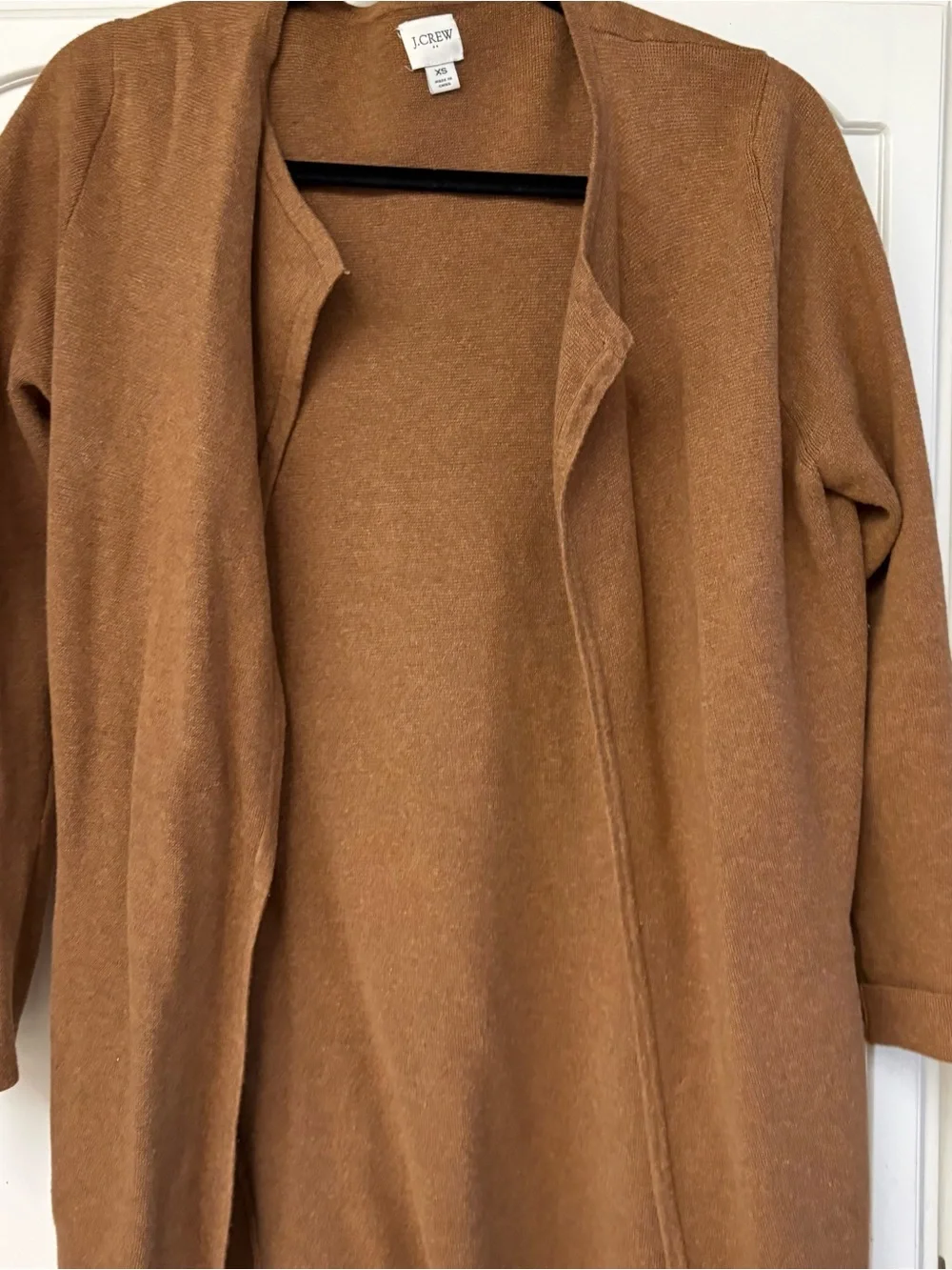 J. Crew Camel Open-Front Knit Cardigan